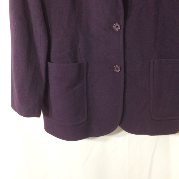 Kate Hill Vintage USA Wool Cashmere Blazer Wine Purple Size 10 Patch Pockets - Picture 3 of 4